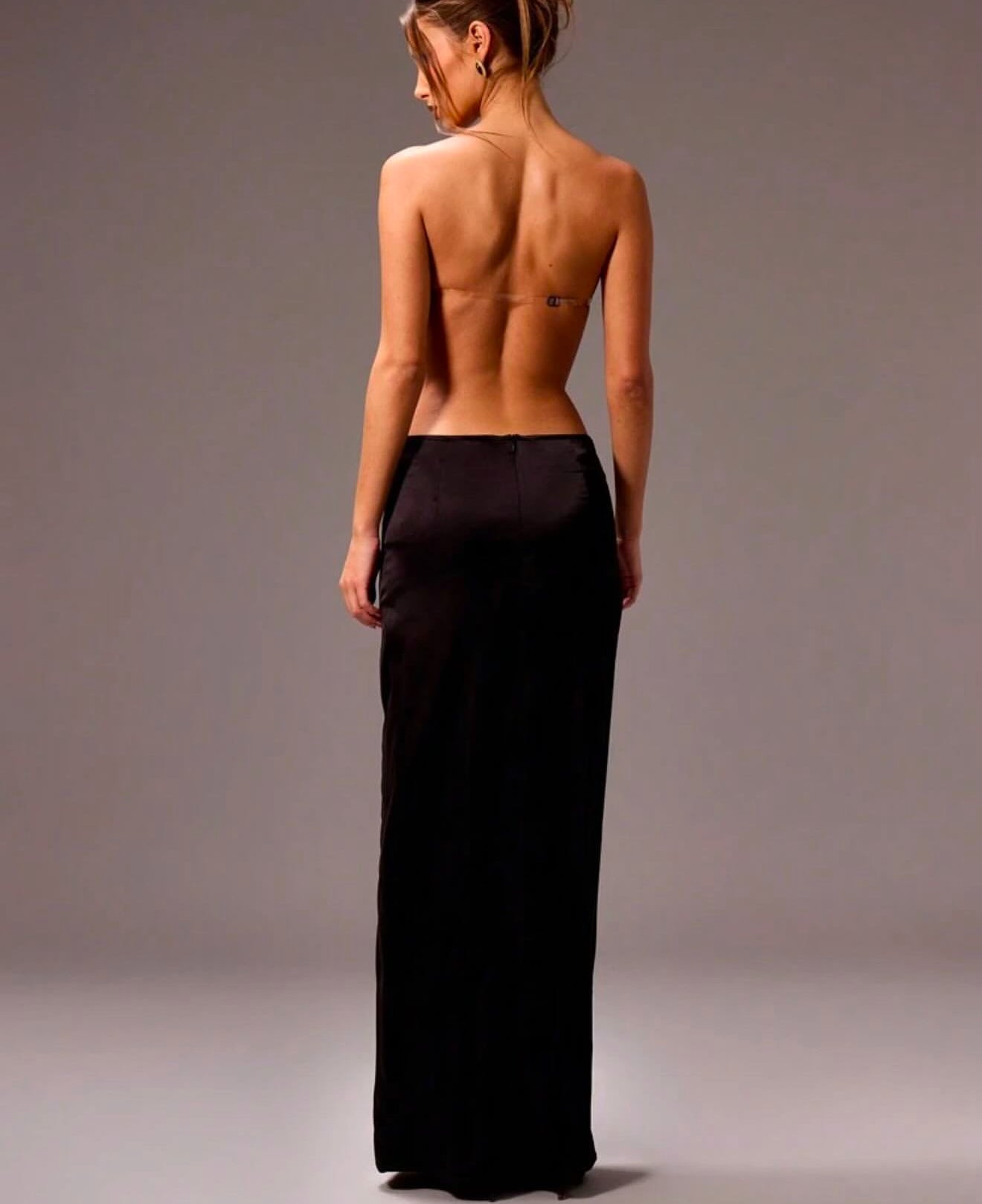 Bandeau backless silky dress