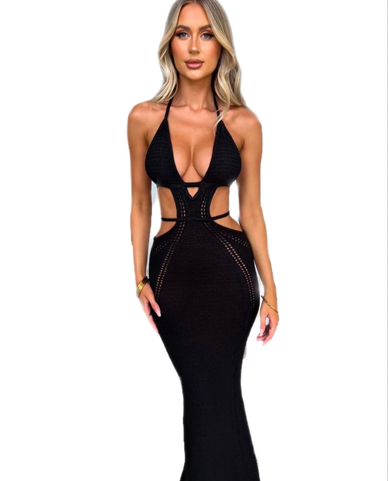 Sexy crochet backless halter neck