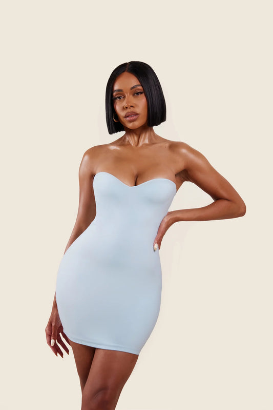 dubai mini dress Albina Dyla Blue Embellished Dress in Dubai