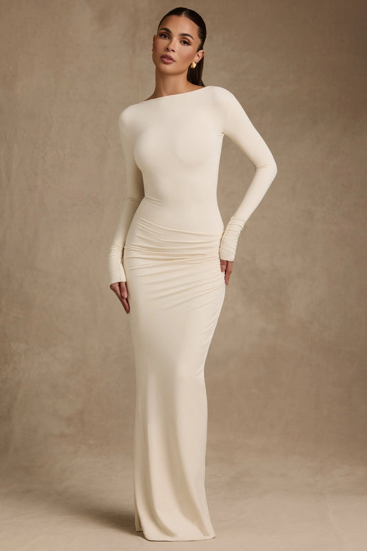 Modal ruched backless maxi